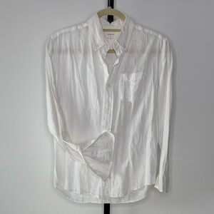 J.Crew Crewcuts White Linen Blend Button Down Shirt Size 14